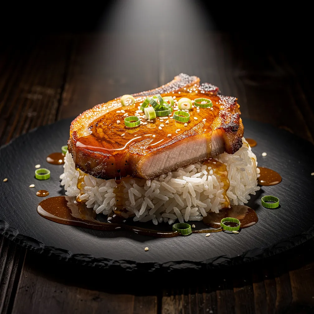 Honey Garlic Pork Chops with Rice
